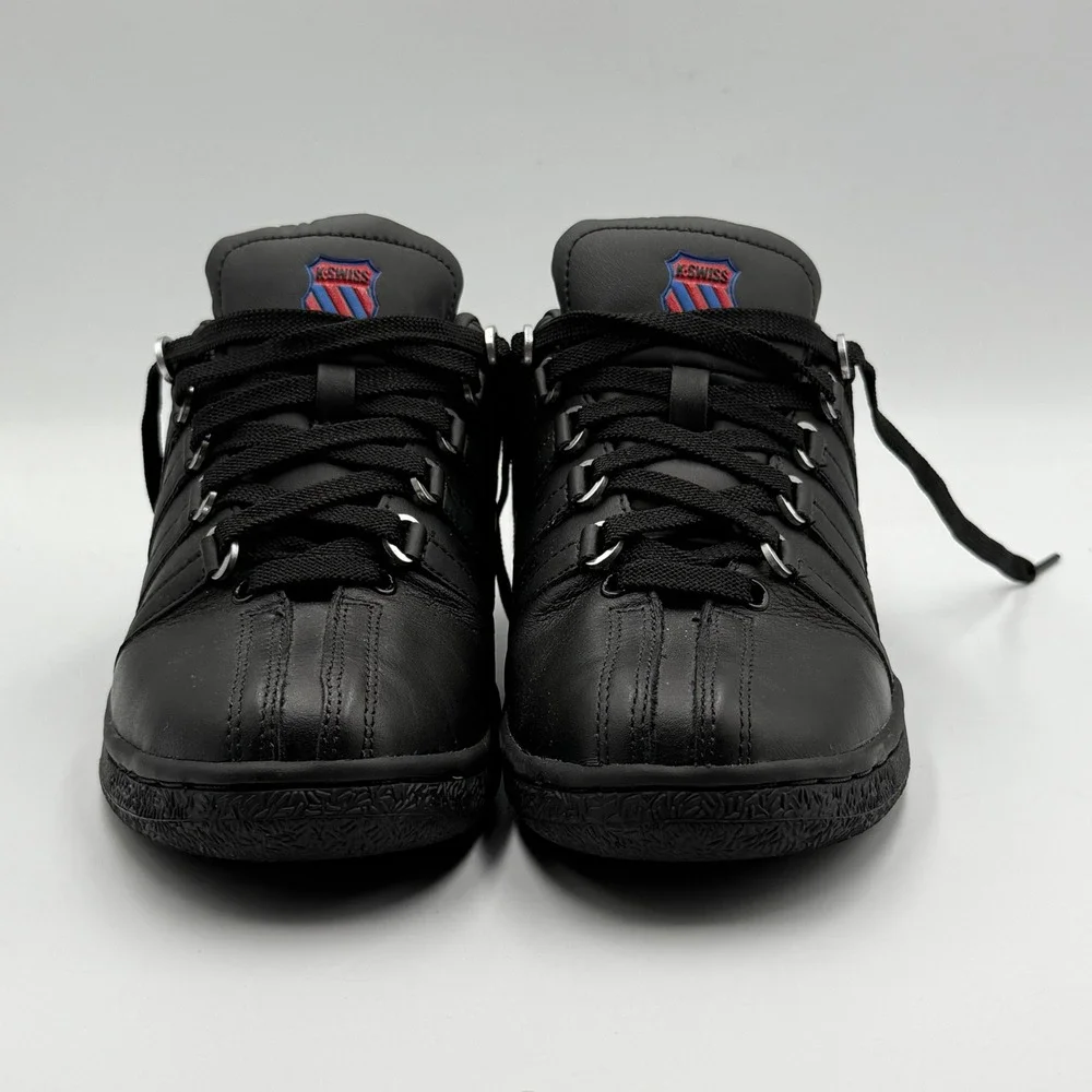 K-Swiss Classic VN Sneakers Size 7‎ Black Leather Low Top Retro Streetwear 95826
